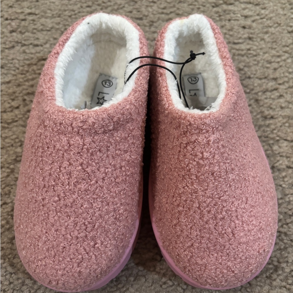 Love 83 Little Girls Teddy Sherpa Scuff Platform Slippers size 13
